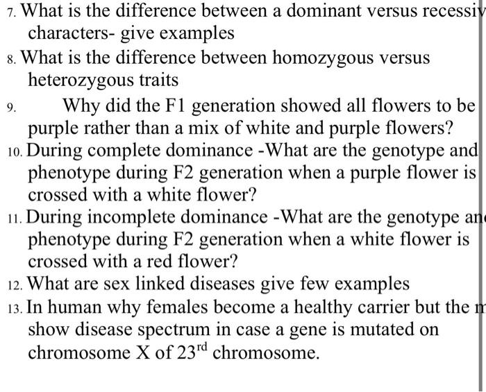 Solved 9. 7. What is the difference between a dominant | Chegg.com