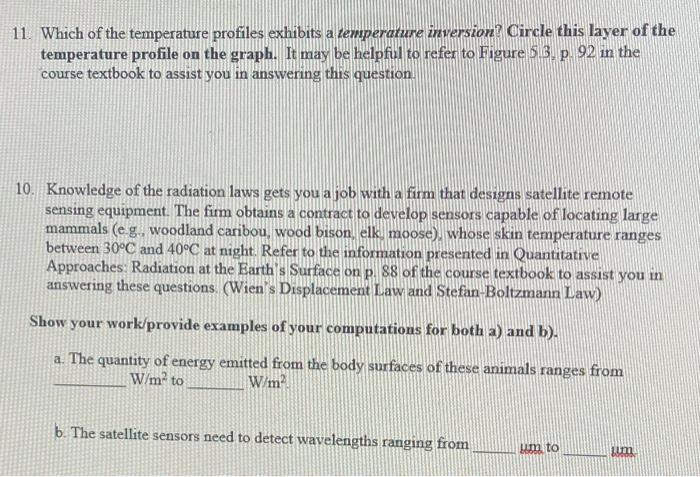 Solved 11. Which of the temperature profiles exhibits a | Chegg.com