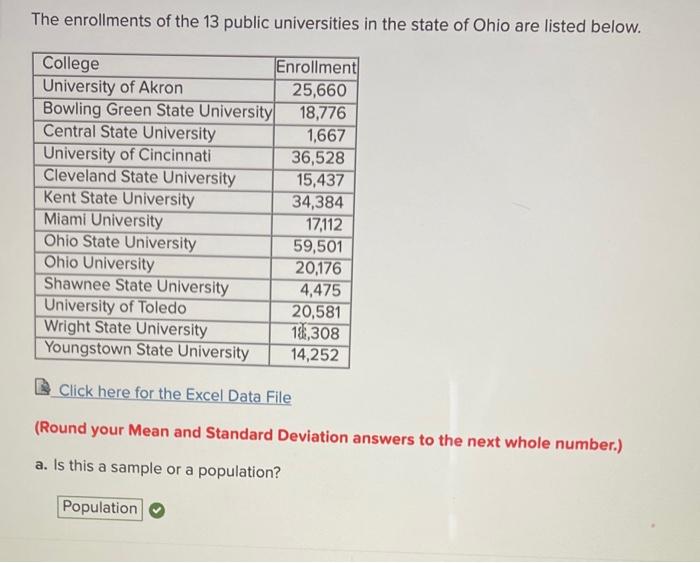 Solved The Enrollments Of The 13 Public Universities In The | Chegg.com