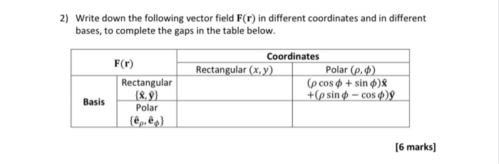 Solved 2 Write Down The Following Vector Field F R In D Chegg Com