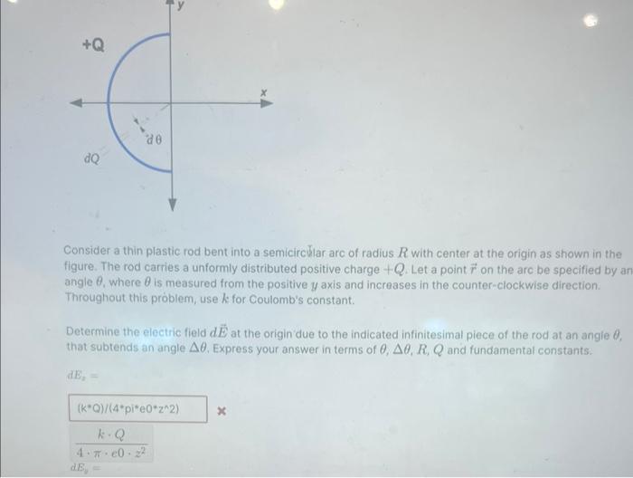 Solved Consider a thin plastic rod bent into a semicircular