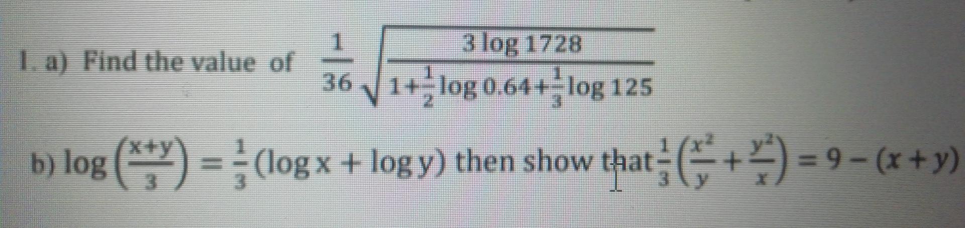 find the value of log 2 3 1728
