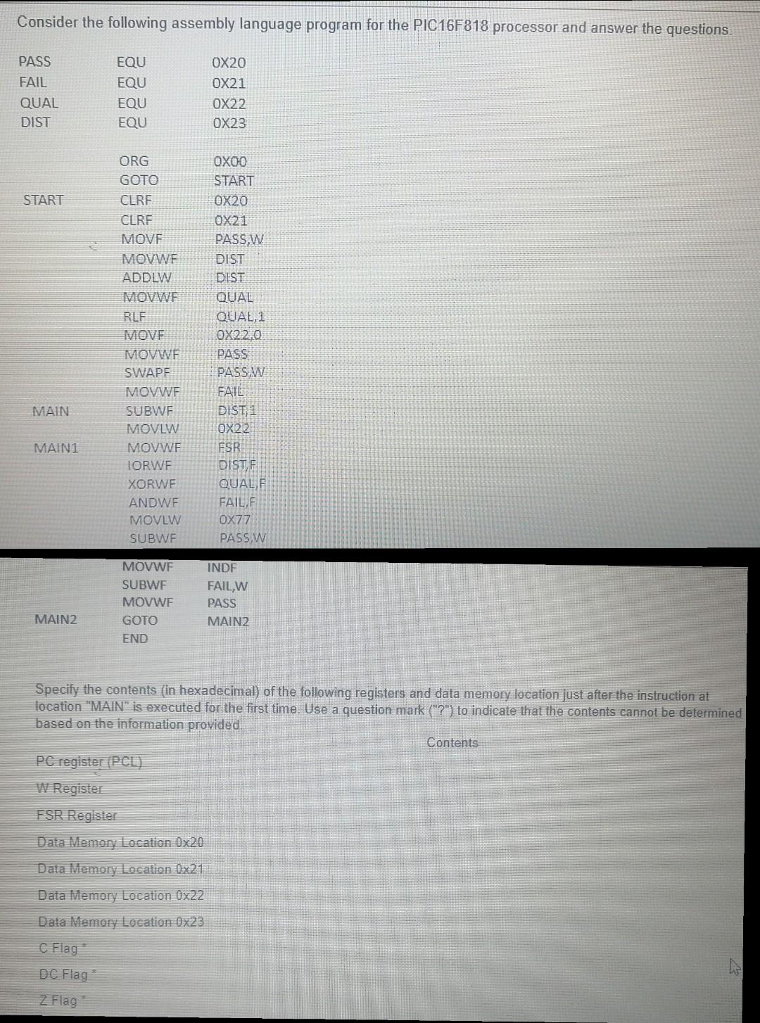Solved Consider the following assembly language program for | Chegg.com