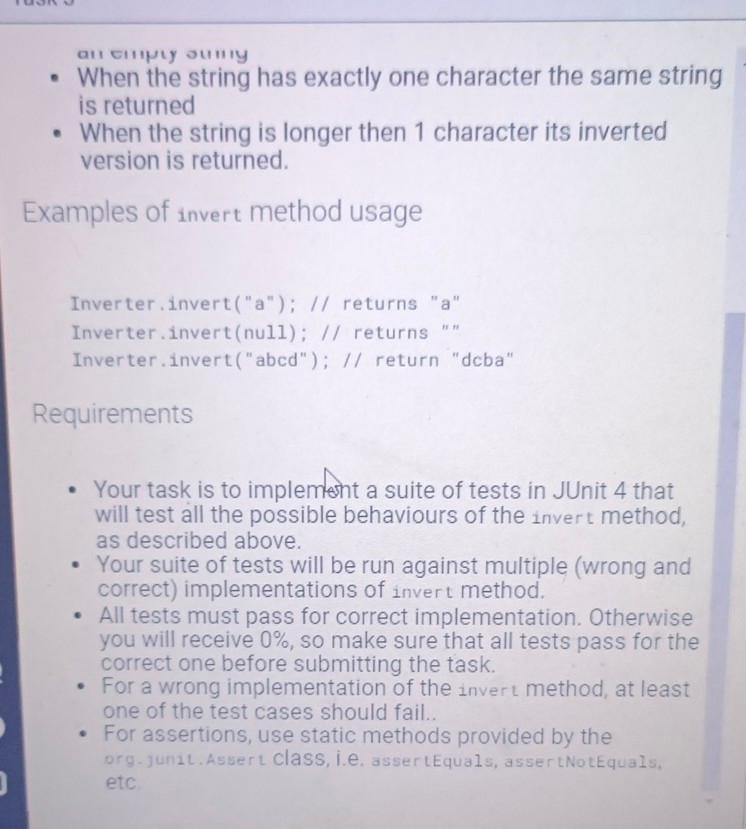 Solved Your task is to provide a suite of tests for an | Chegg.com