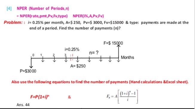 Solved [4] NPER (Number of Periods,n) = | Chegg.com