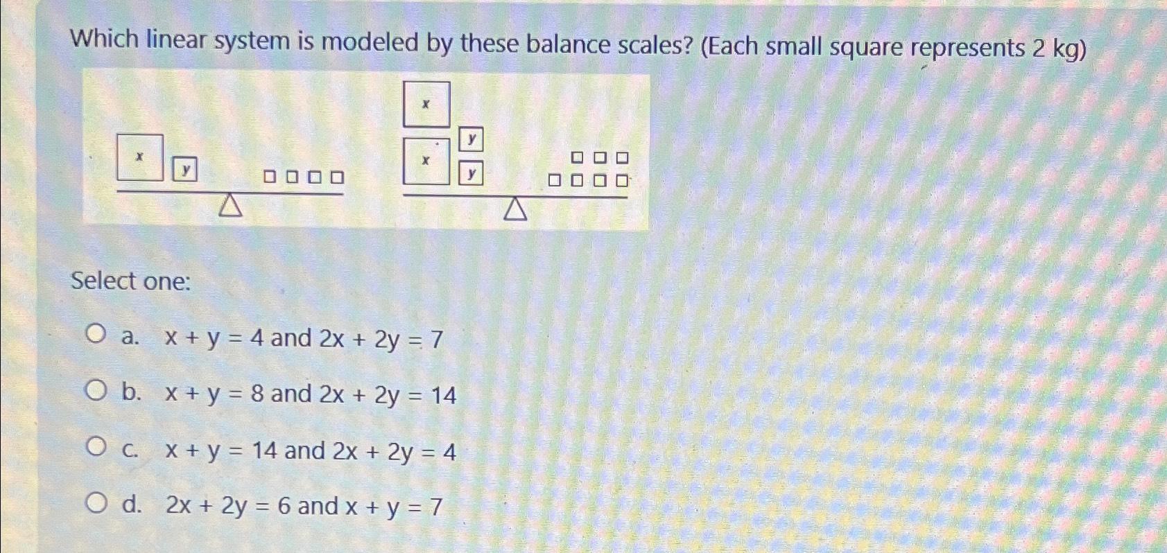Solved Which linear system is modeled by these balance | Chegg.com