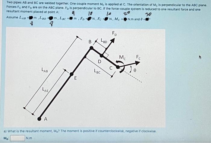 Solved 20 30 Two Pipes AB And BC Are Welded Together. One | Chegg.com