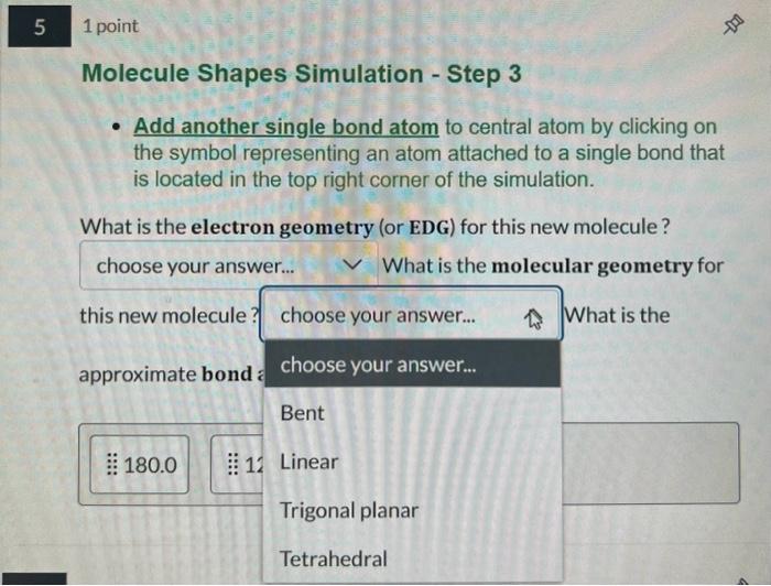 Molecule ShapesMolecule Shapes Simulation - Step 1 In | Chegg.com