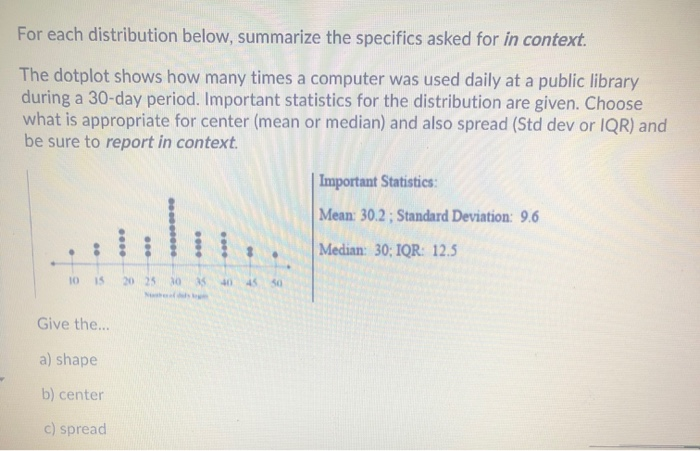 Solved For each distribution below, summarize the specifics | Chegg.com