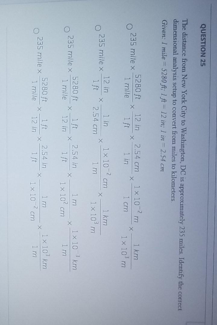 Solved QUESTION 25 The distance from New York City to