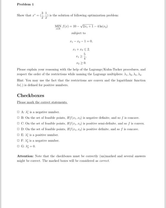 Solved Show that x∗=(23,21) is the solution of following | Chegg.com