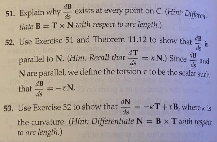 51. Explain why dsdB exists at every point on C. | Chegg.com