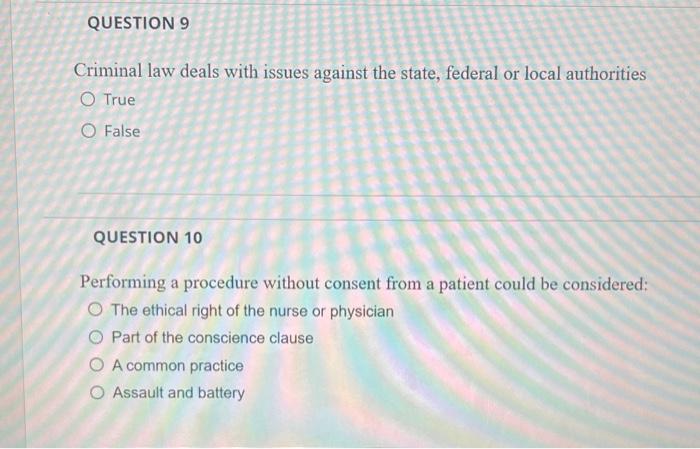 Solved QUESTION 2 The conscience clause is..... Rule | Chegg.com