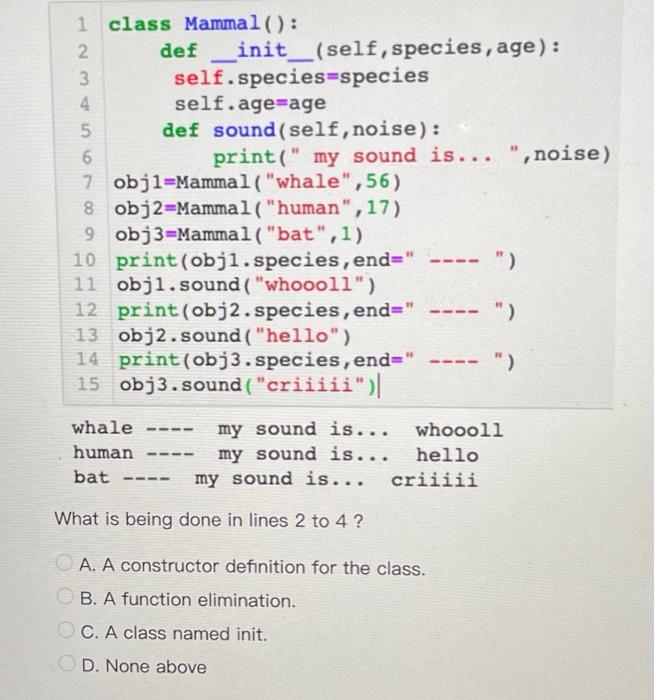 Solved 1. What does the _init_() the function do in Python? | Chegg.com