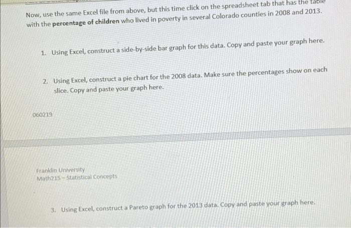 Solved Now, use the same Excel file from above, but this | Chegg.com