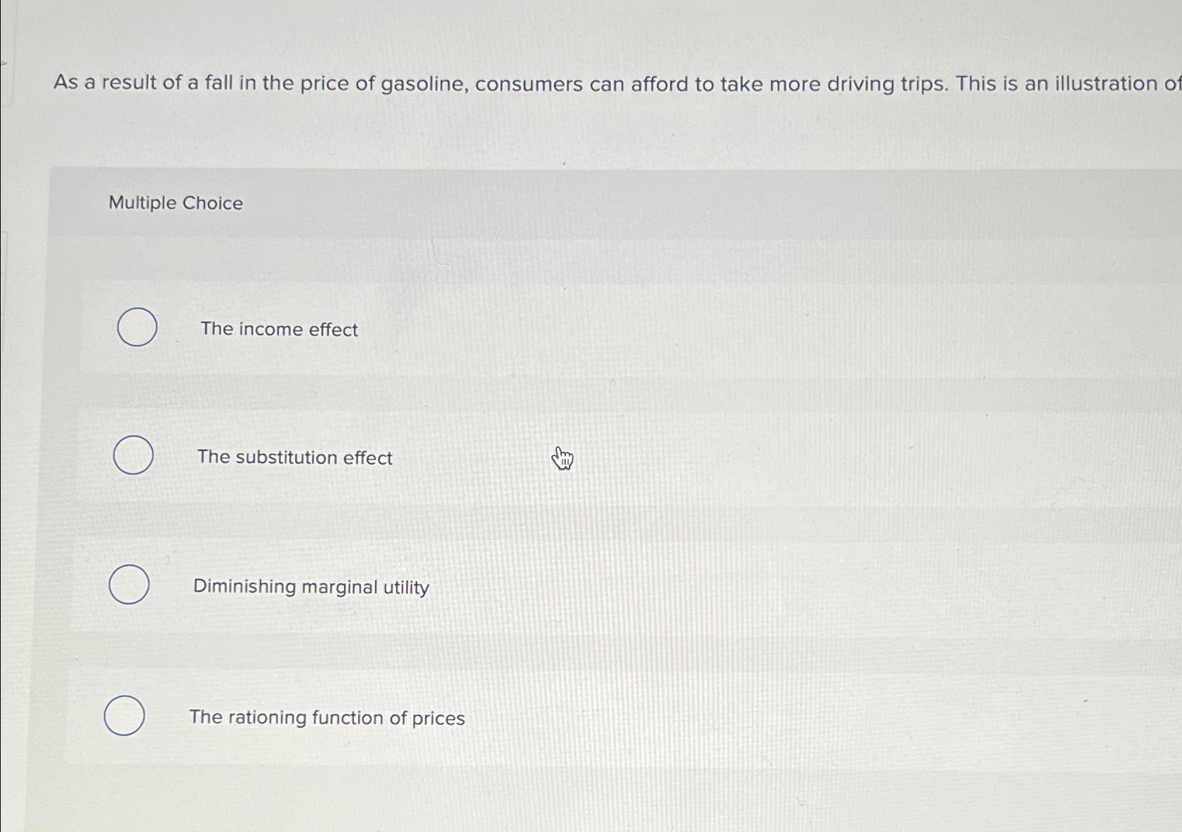 Solved As a result of a fall in the price of gasoline, | Chegg.com