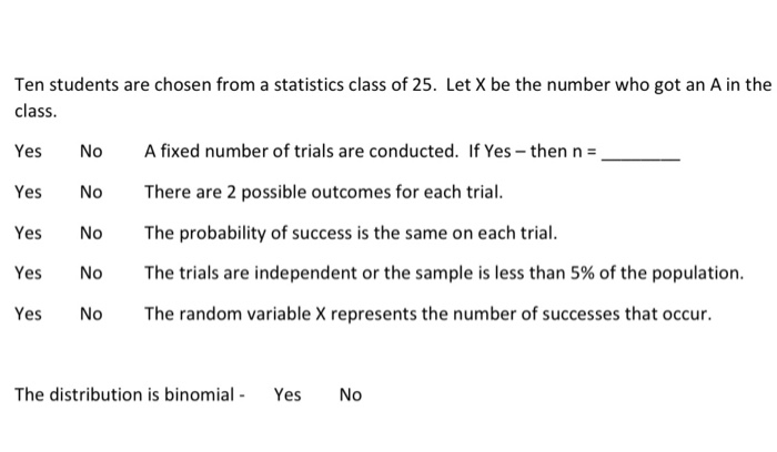 Solved Ten students are chosen from a statistics class of | Chegg.com