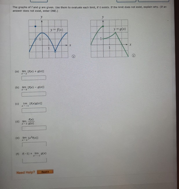 Solved The graphs off and g are given. Use them to evaluate | Chegg.com