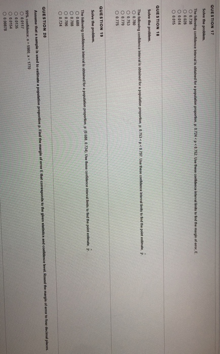 Solved QUESTION 1 Express the confidence interval using the | Chegg.com
