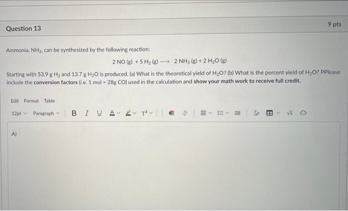 Solved Ammonia, NH3, Can Be Synthesized By The Following | Chegg.com