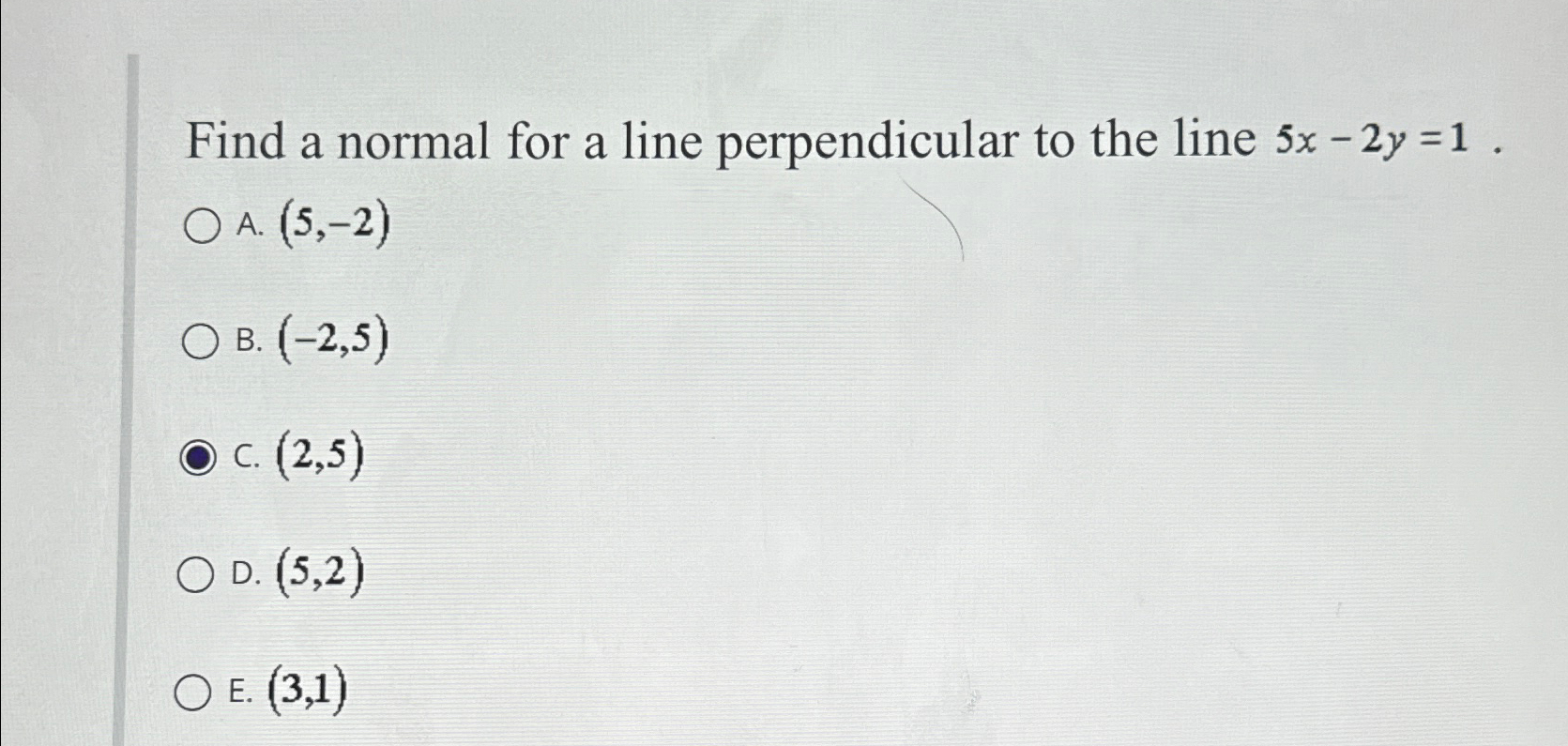 Solved Find a normal for a line perpendicular to the line | Chegg.com