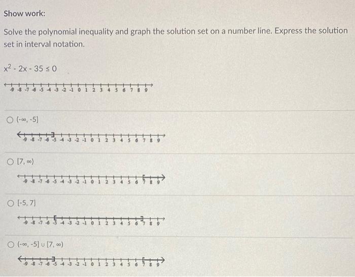 Solved Show work: Solve the polynomial inequality and graph | Chegg.com
