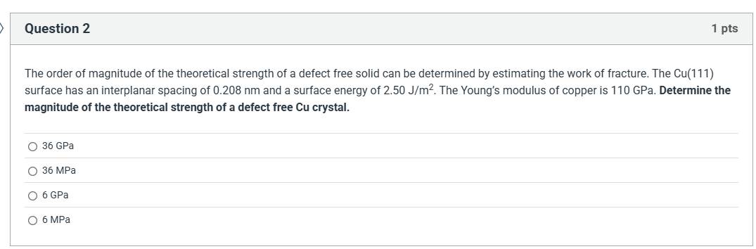 Copper Modulus Solved Question 2The order of magnitude of the theoretical | Chegg.com