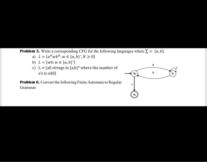 Solved Problem 5. Write a corresponding CFG for the | Chegg.com