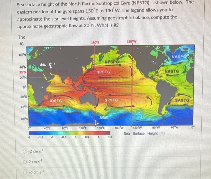 Solved Sea surface height of the North Pacific Subtropical | Chegg.com