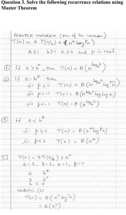 Solved Question 3. Solve the following recurrence relations | Chegg.com