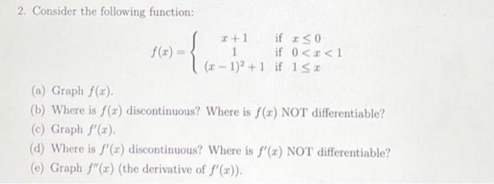 Solved 2. Consider The Following Function: | Chegg.com