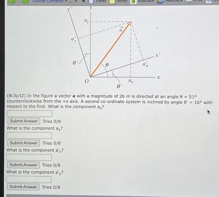 Solved ( 8c3p32 ) In the figure a vector a with a magnitude | Chegg.com