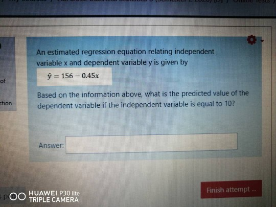 Solved An estimated regression equation relating independent | Chegg.com