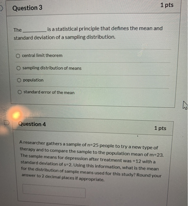 Solved Question 1 1 pts What is the standard error of the | Chegg.com