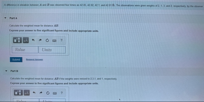 Solved A difference in elevation between A and B was | Chegg.com