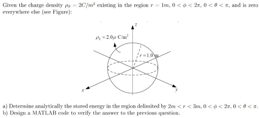 Solved Given the charge density ρS=2C/m2 existing in the | Chegg.com