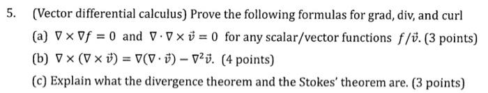 Solved (Vector differential calculus) Prove the following | Chegg.com