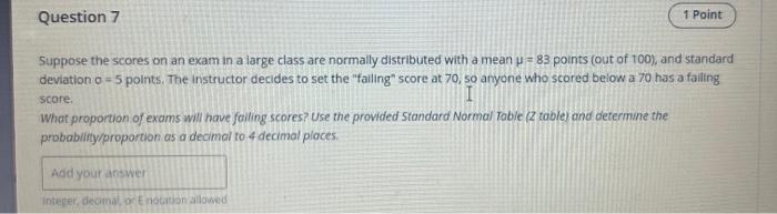 Solved Suppose the scores on an exam in a large class are | Chegg.com