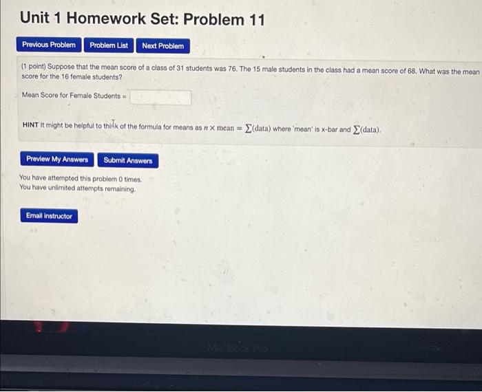 Solved Unit 1 Homework Set: Problem 11 Previous Problem | Chegg.com