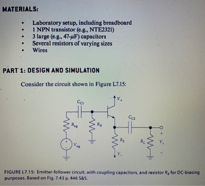MATERIALS: Laboratory setup, including breadboard 1 | Chegg.com