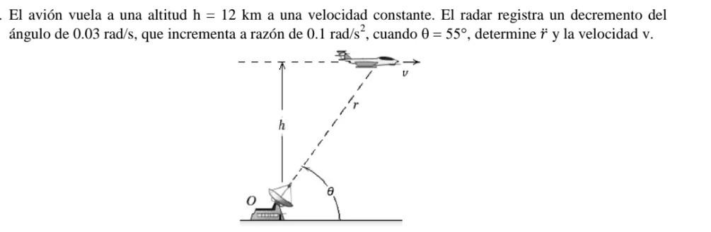 El avión vuela a una altitud \( \mathrm{h}=12 \mathrm{~km} \) a una velocidad constante. El radar registra un decremento del