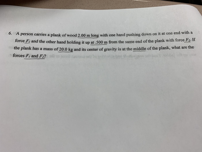Solved 6. A person carries a plank of wood 2.00 m long with