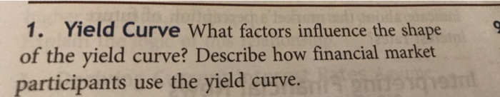 Solved a 1. Yield Curve What factors influence the shape of | Chegg.com