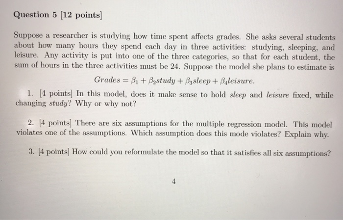 Solved Question 5 (12 points) Suppose a researcher is | Chegg.com