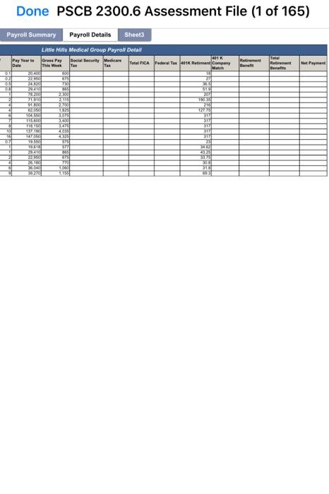 Payroll Summary Payroll Details Sheets Lille Hills | Chegg.com