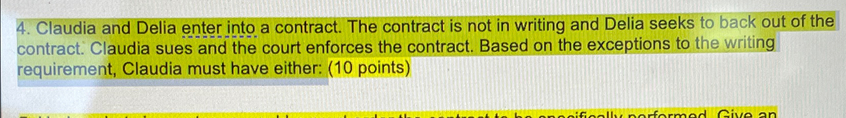 Solved Claudia and Delia enter into a contract. The contract | Chegg.com