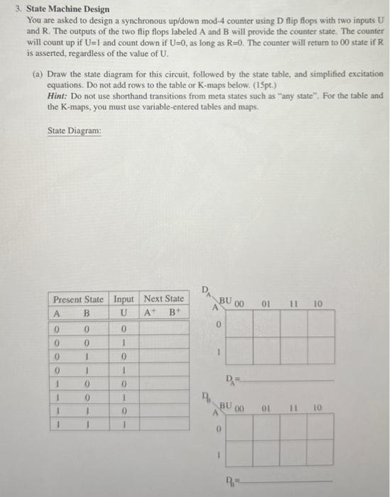 Solved 3. State Machine Design You Are Asked To Design A | Chegg.com