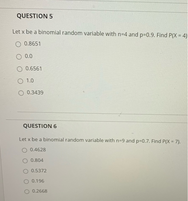 Solved Let x be a binomial random variable with n=2 and | Chegg.com