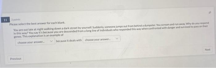 Solved 11 2 points Please select the best answer for each | Chegg.com