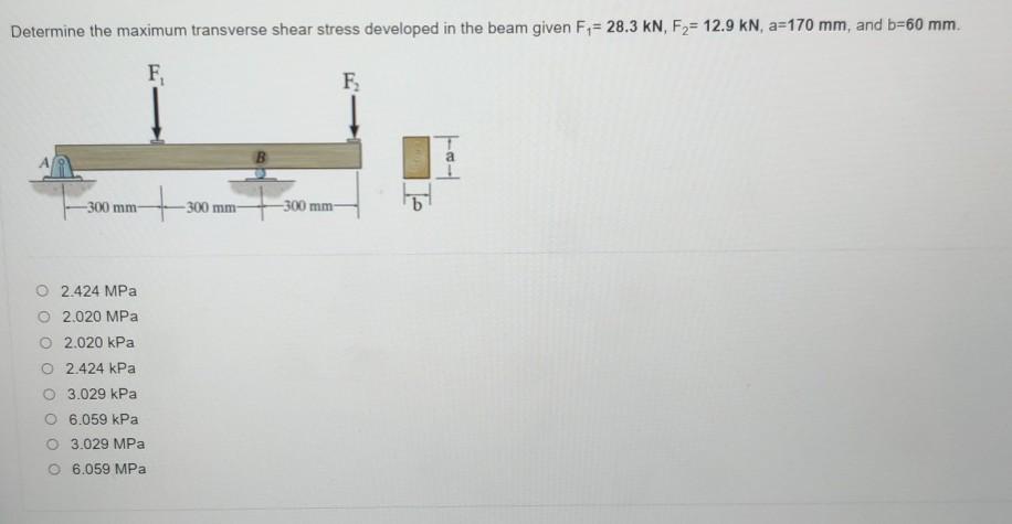 Solved Determine the maximum transverse shear stress | Chegg.com